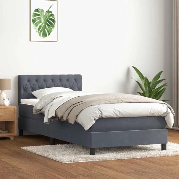 vidaXL Ramsäng med madrass mörkgrå 80x210 cm sammet Grå