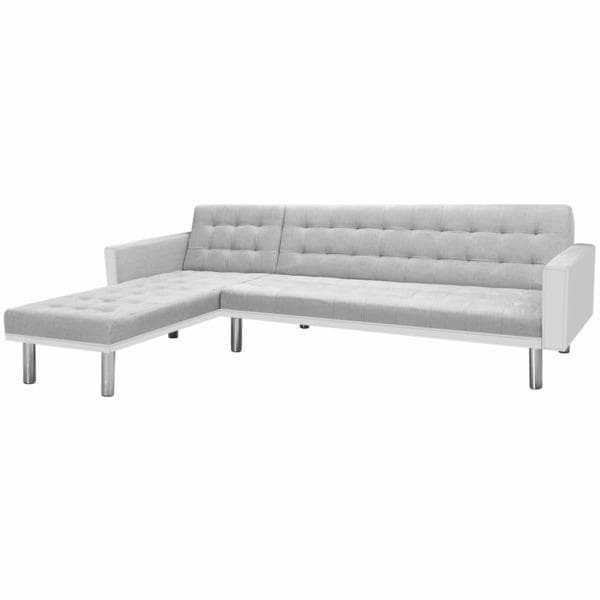 vidaXL Bäddsoffa tyg 218x155x69 cm vit och grå grå
