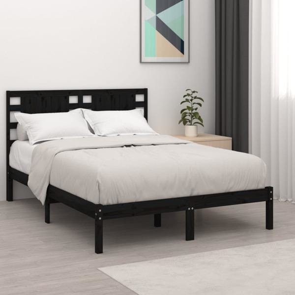 vidaXL Sängram svart massiv furu 120x200 cm Svart