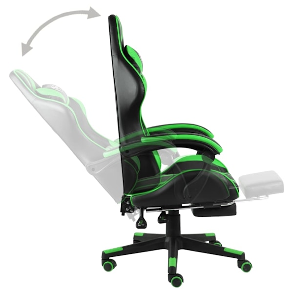 vidaXL Gamingstol med fotstöd svart och grön konstläder Grön