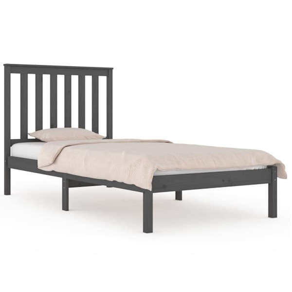 vidaXL Sängram grå massiv furu 90x200 cm Grå
