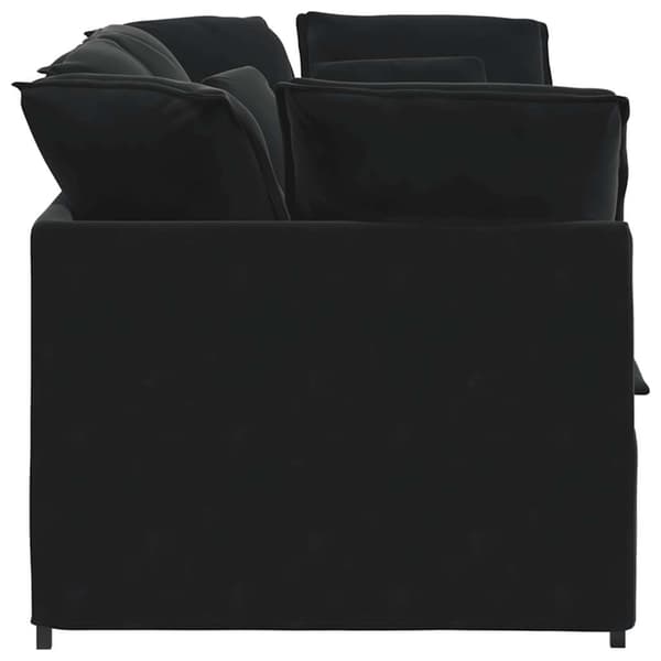 vidaXL Modulsoffa med kuddar sammet svart Svart