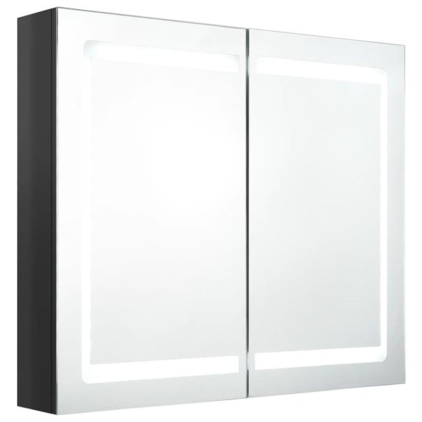 vidaXL Spegelskåp med LED blank svart 80x12x68 cm Svart