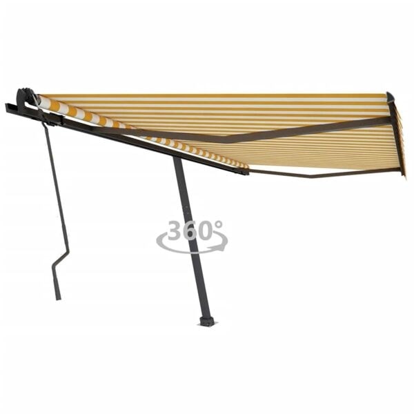 vidaXL Fristående markis manuellt infällbar 450x350 cm gul/vit Gul