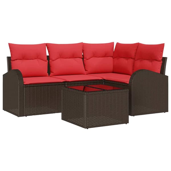 vidaXL Trädgårdsoffset 5 pcs Brun konstrotting Brun