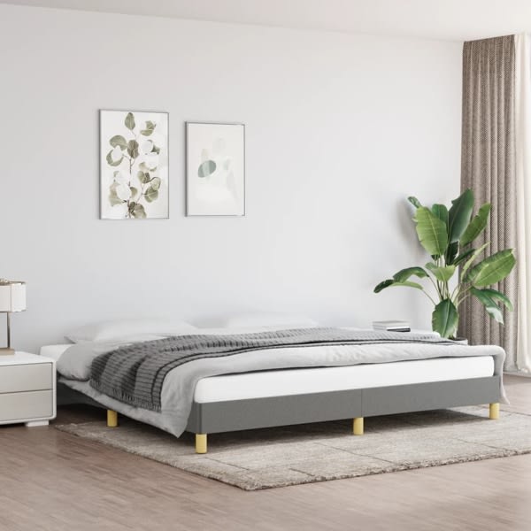 vidaXL Sängram mörkgrå 200x200 cm tyg Grå