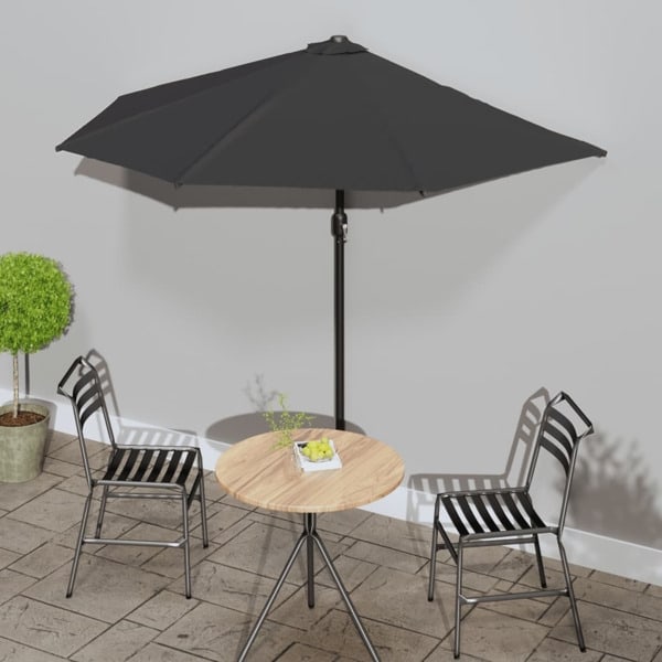 vidaXL Balkongparasoll med aluminiumstång svart 270x144x222 cm halvt Svart