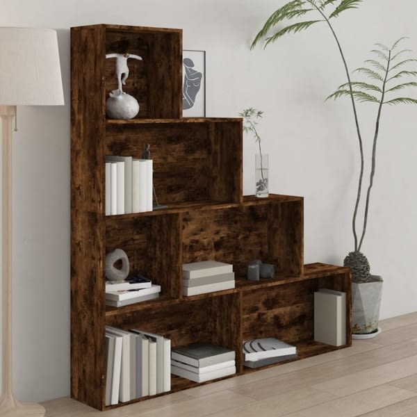 vidaXL Bokhylla rökfärgad ek 155x24x160 cm Brun
