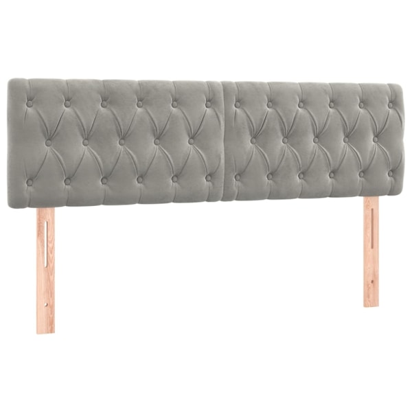 vidaXL Sänggavel LED ljusgrå 144x7x78/88 cm sammet Grå