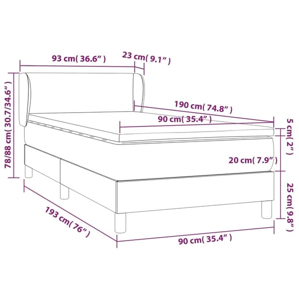 vidaXL Ramsäng med madrass mörkgrön 90x190 cm sammet Grön