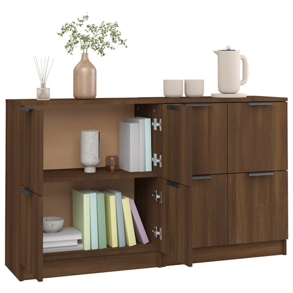 vidaXL Skänk 2 delar brun ek 60x30x70 cm konstruerat trä Brun