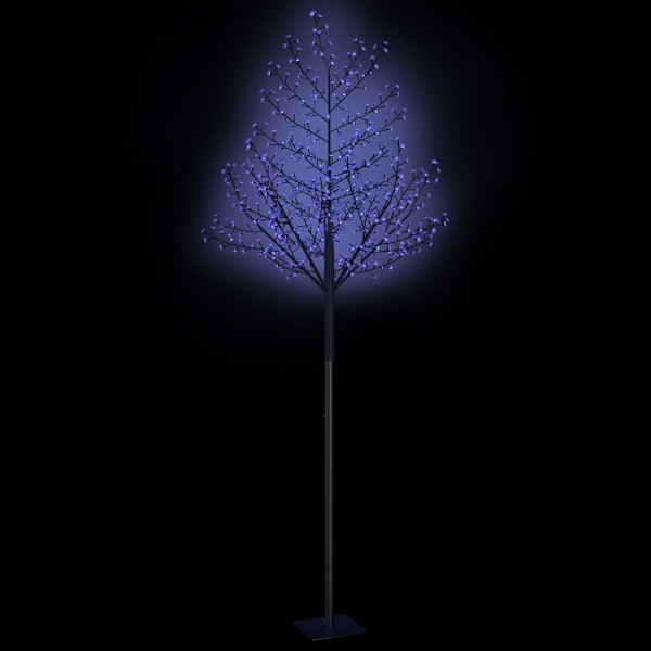 vidaXL Plastgran 600 LED körsbärsblommor blått ljus 300 cm Svart