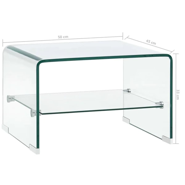 vidaXL Soffbord genomskinlig 50x45x33 cm härdat glas Transparent
