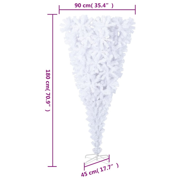 vidaXL Uppochnedvänd plastgran med stativ grön 180 cm Vit