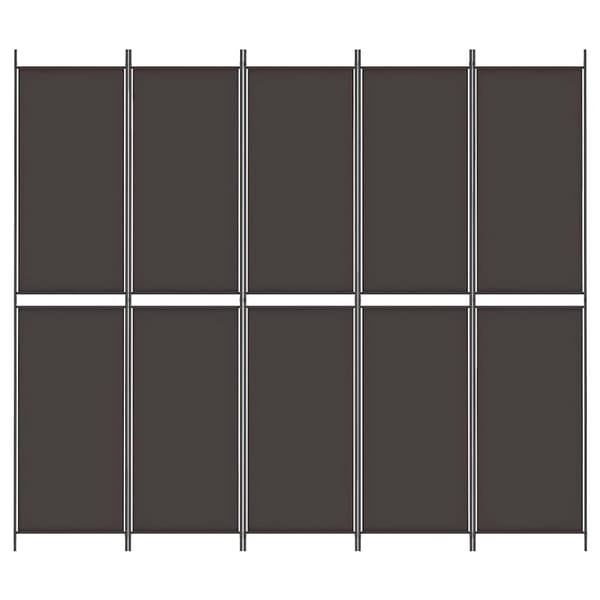 vidaXL Rumsavdelare 5 paneler brun 250x220 cm tyg Brun