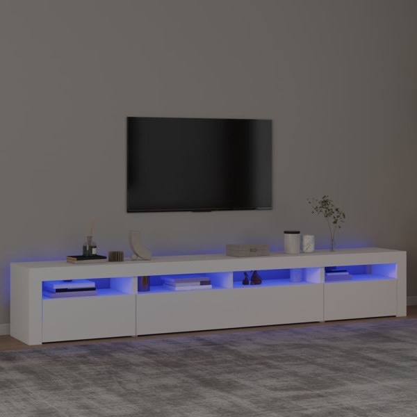 vidaXL Tv-bänk med LED-belysning vit 240x35x40 cm Vit
