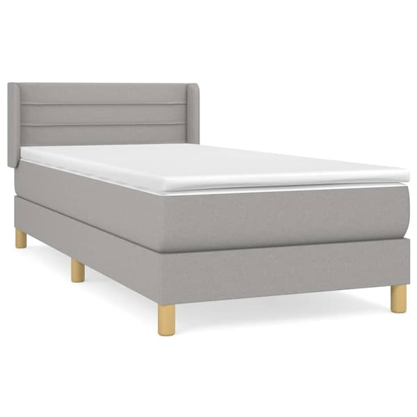 vidaXL Ramsäng med madrass ljusgrå 90x190 cm tyg Grå