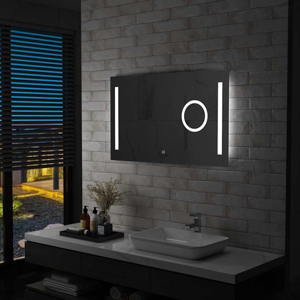 vidaXL Badrumsspegel LED med touch-sensor 100x60 cm Silver