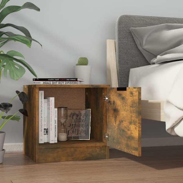 vidaXL Sängbord 2 st rökfärgad ek 40x39x40 cm Brun