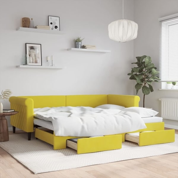 vidaXL Dagbädd utdragbar med lådor gul 90x200 cm sammet Gul