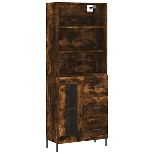 vidaXL Högskåp rökfärgad ek 69,5x34x180 cm konstruerat trä Brun