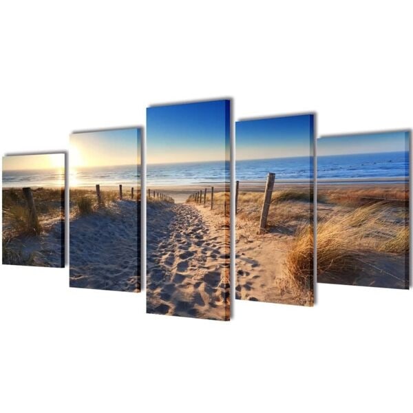 vidaXL Uppsättning väggbonader på duk: sandstrand 100 x 50 cm multifärg