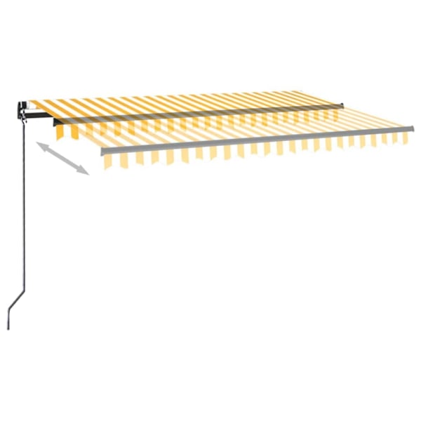 vidaXL Markis manuellt infällbar med LED 400x350 cm gul och vit Gul