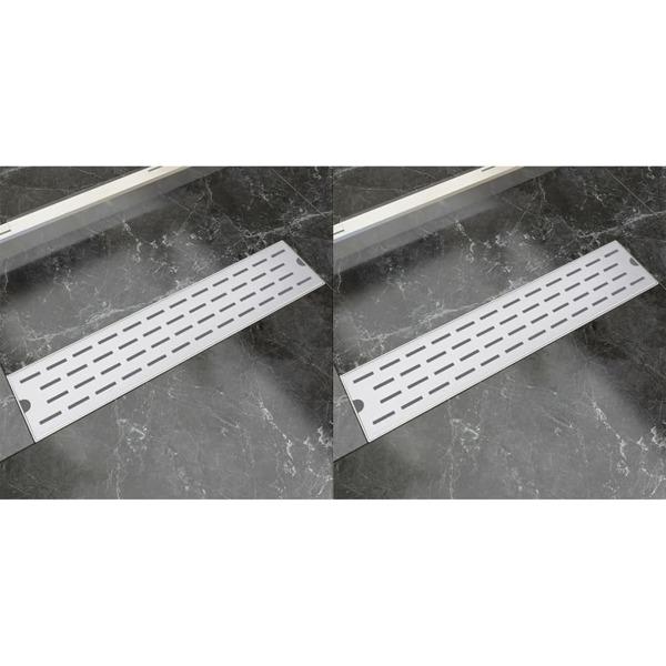 vidaXL Avlång golvbrunn 2 st rak rostfritt stål 530x140 mm