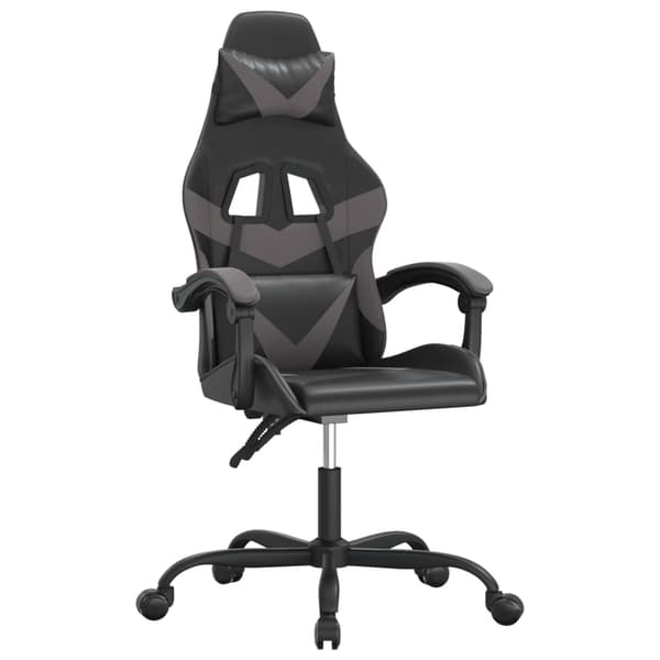 vidaXL Gamingstol svart och grå konstläder Grå