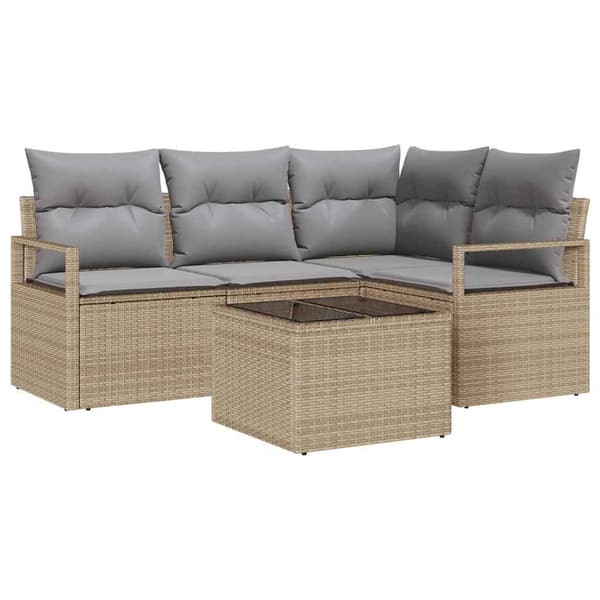 vidaXL Soffset 5 st Beige konstrotting Beige