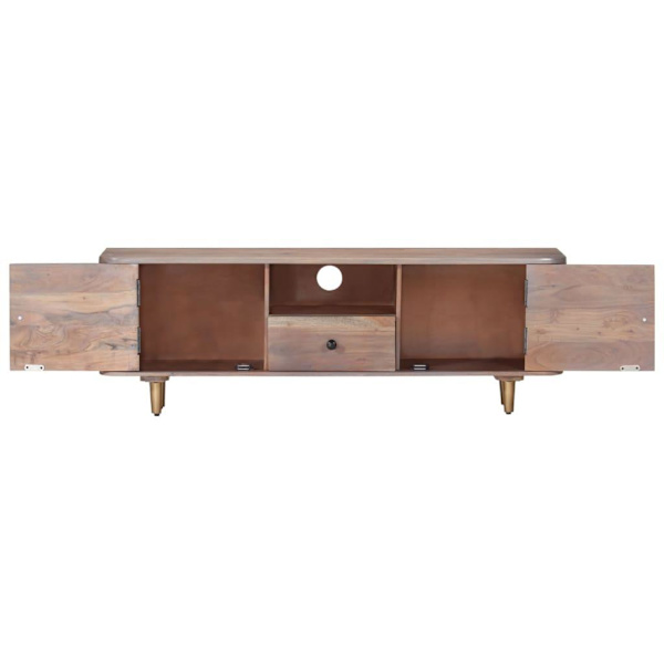 vidaXL TV-bänk 118x30x40 cm massivt akaciaträ Brun