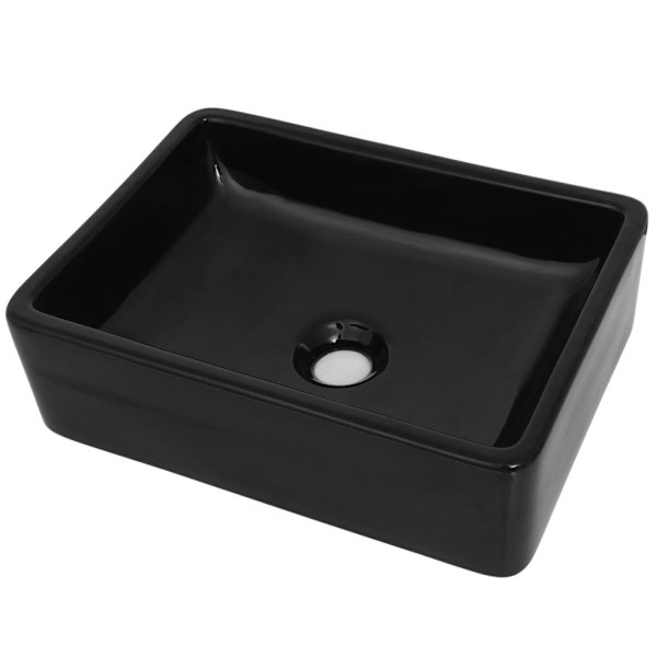 vidaXL Handfat keramik rektangulär svart 41x30x12 cm Svart