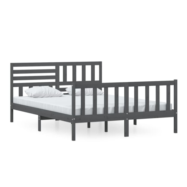 vidaXL Sängram massivt trä 150x200 cm grå Grå