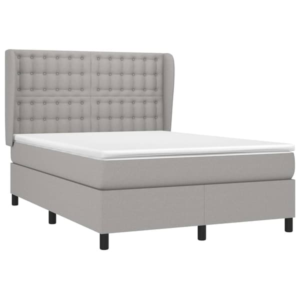 vidaXL Ramsäng med madrass ljusgrå 140x190 cm tyg Grå