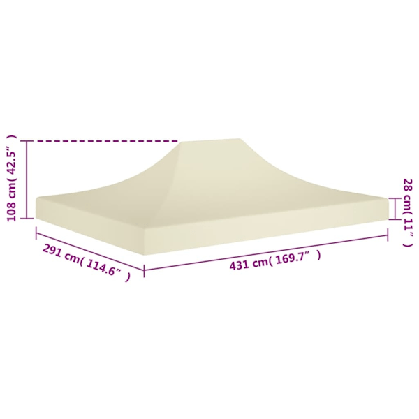 vidaXL Tak till partytält 4,5x3 m gräddvit 270 g/m² Creme