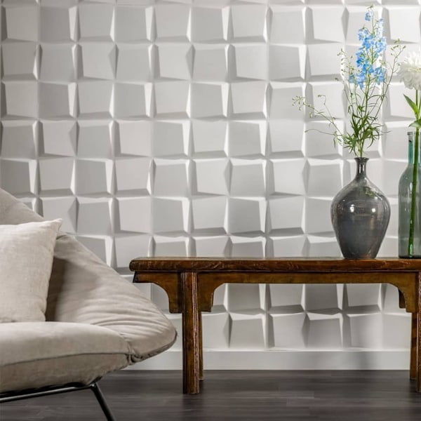 WallArt Väggpanel 3D Oberon 12 st GA-WA21 Vit