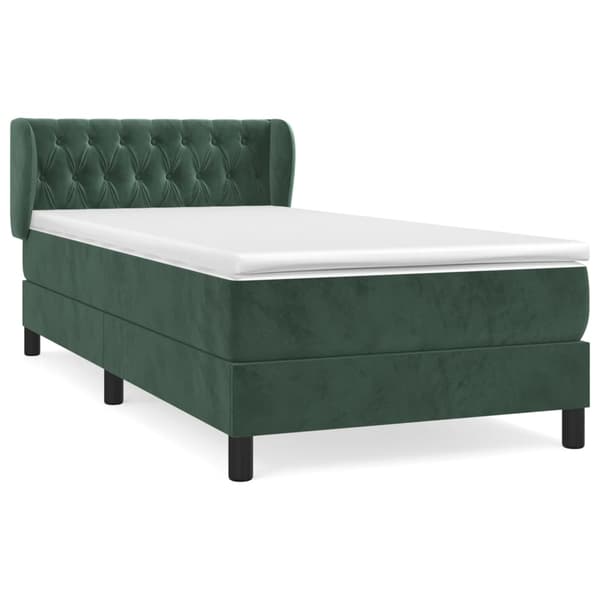 vidaXL Ramsäng med madrass mörkgrön 90x200 cm sammet Grön