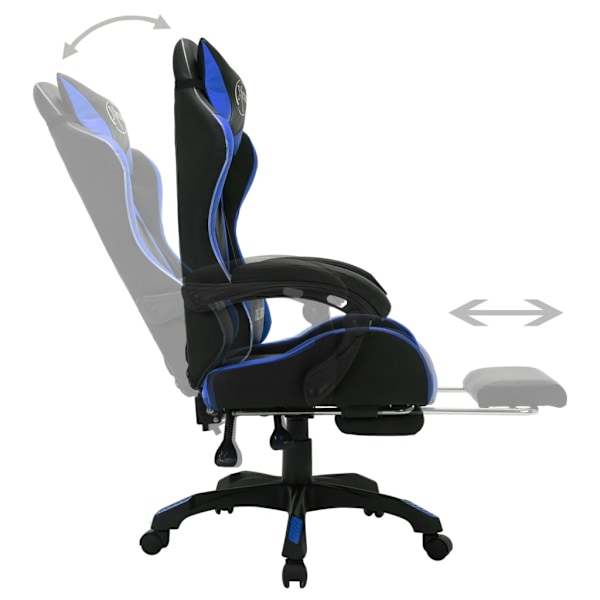 vidaXL Gamingstol med RGB LED-lampor blå och svart konstläder multifärg