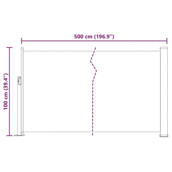 vidaXL Infällbar sidomarkis 100x500 cm brun Brun