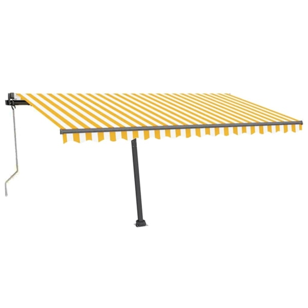 vidaXL Automatisk markis med vindsensor & LED 450x300 cm gul/vit Gul