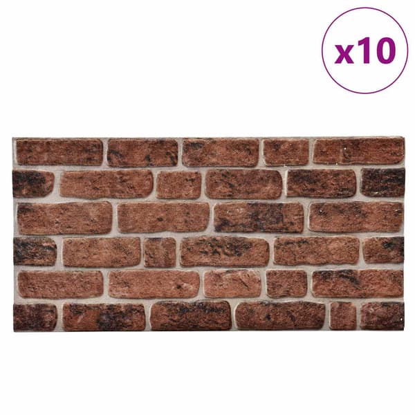 vidaXL Väggpaneler 10 st 100 x 50 cm Brun Tegel EPS Skum Brun