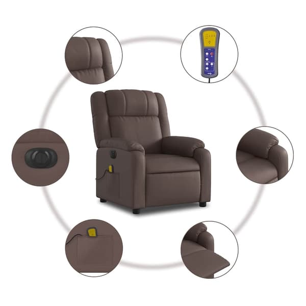 vidaXL Elektrisk massagefåtölj brun konstläder Brun