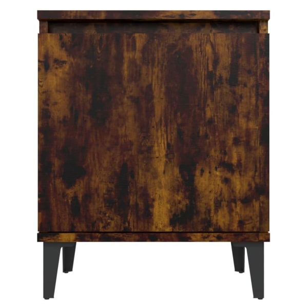 vidaXL Sängbord med metallben rökfärgad ek 40x30x50 cm Brun