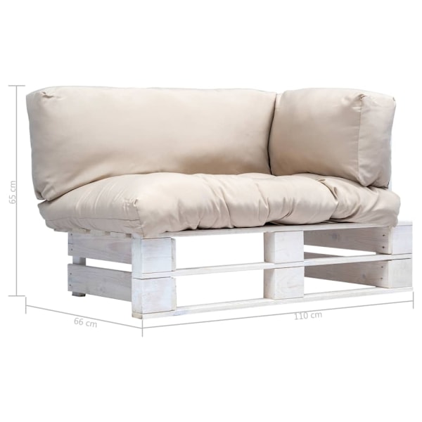 vidaXL Pallsoffa med sandfärgade dynor furu Beige