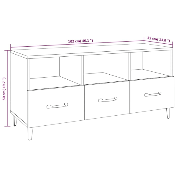 vidaXL Tv-bänk brun ek 102x35x50 cm konstruerat trä Brun