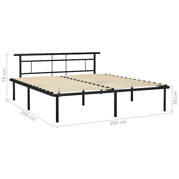 vidaXL Sängram svart metall 200x200 cm Svart