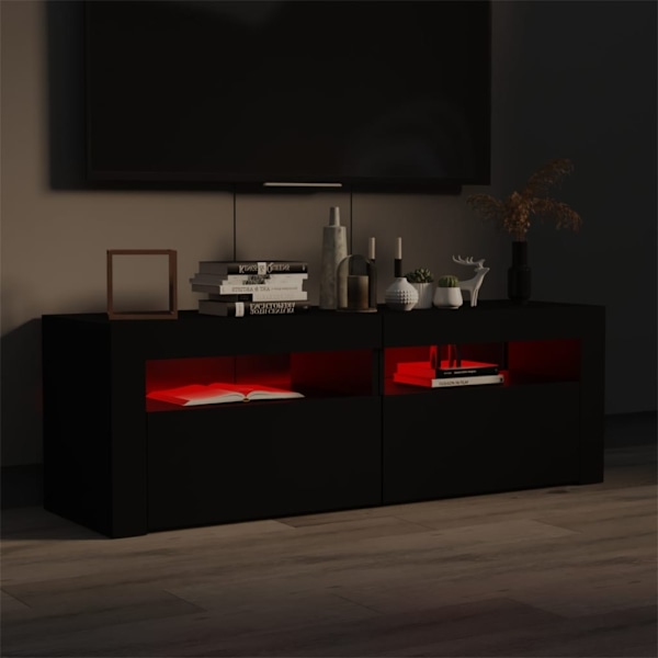 vidaXL TV-bänk med LED-belysning svart 120x35x40 cm Svart