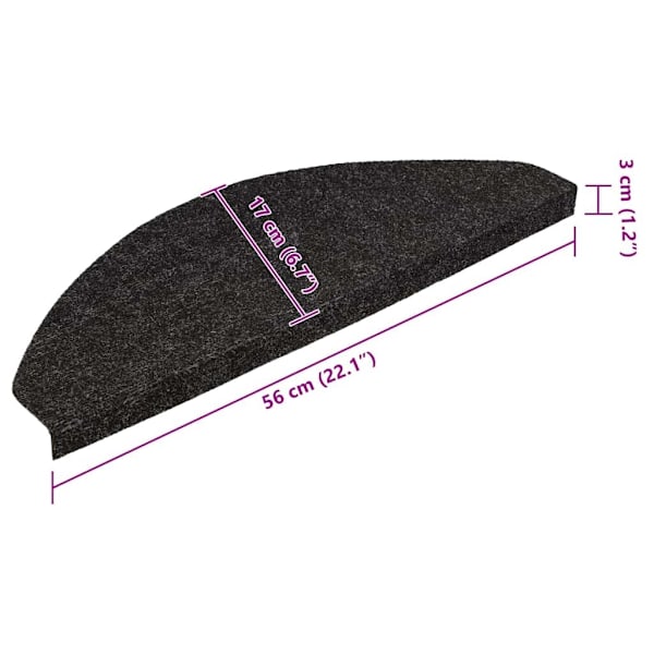 vidaXL Trappstegsmattor självhäftande 15 st 56x17x3 cm svart Svart