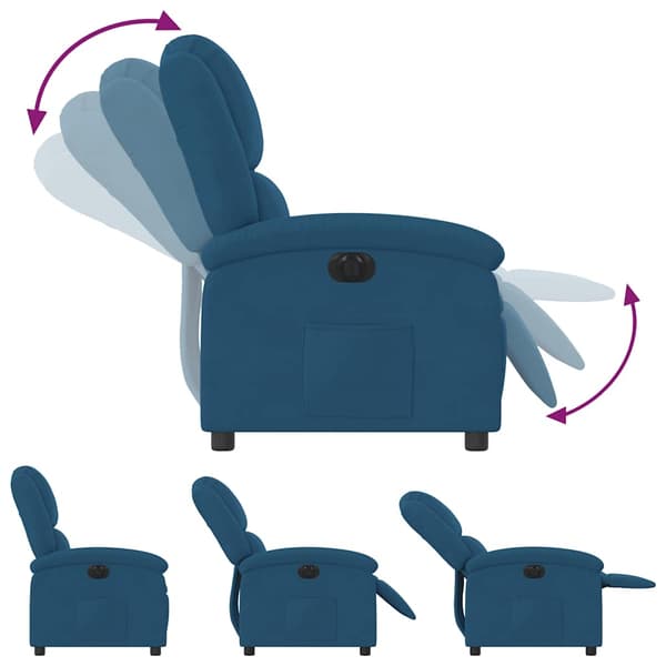vidaXL Elektrisk reclinerfåtölj blå sammet Blå