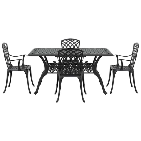 vidaXL Trädgårdsmöbelset 5 pcs Svart Aluminium Svart
